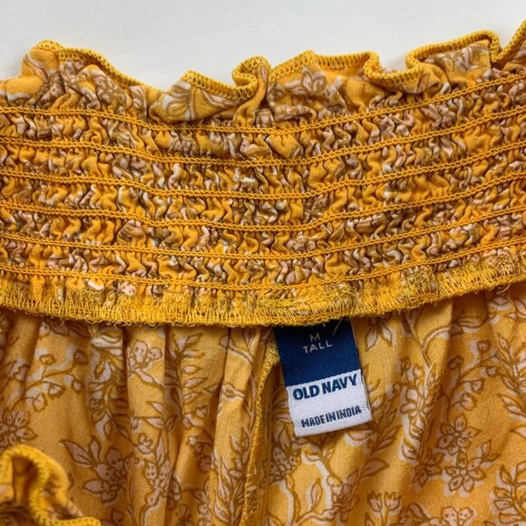 TALL Old Navy Yellow Floral Lightweight Challis Smocked Waist Lounge Pant MT - Picture 4 of 6